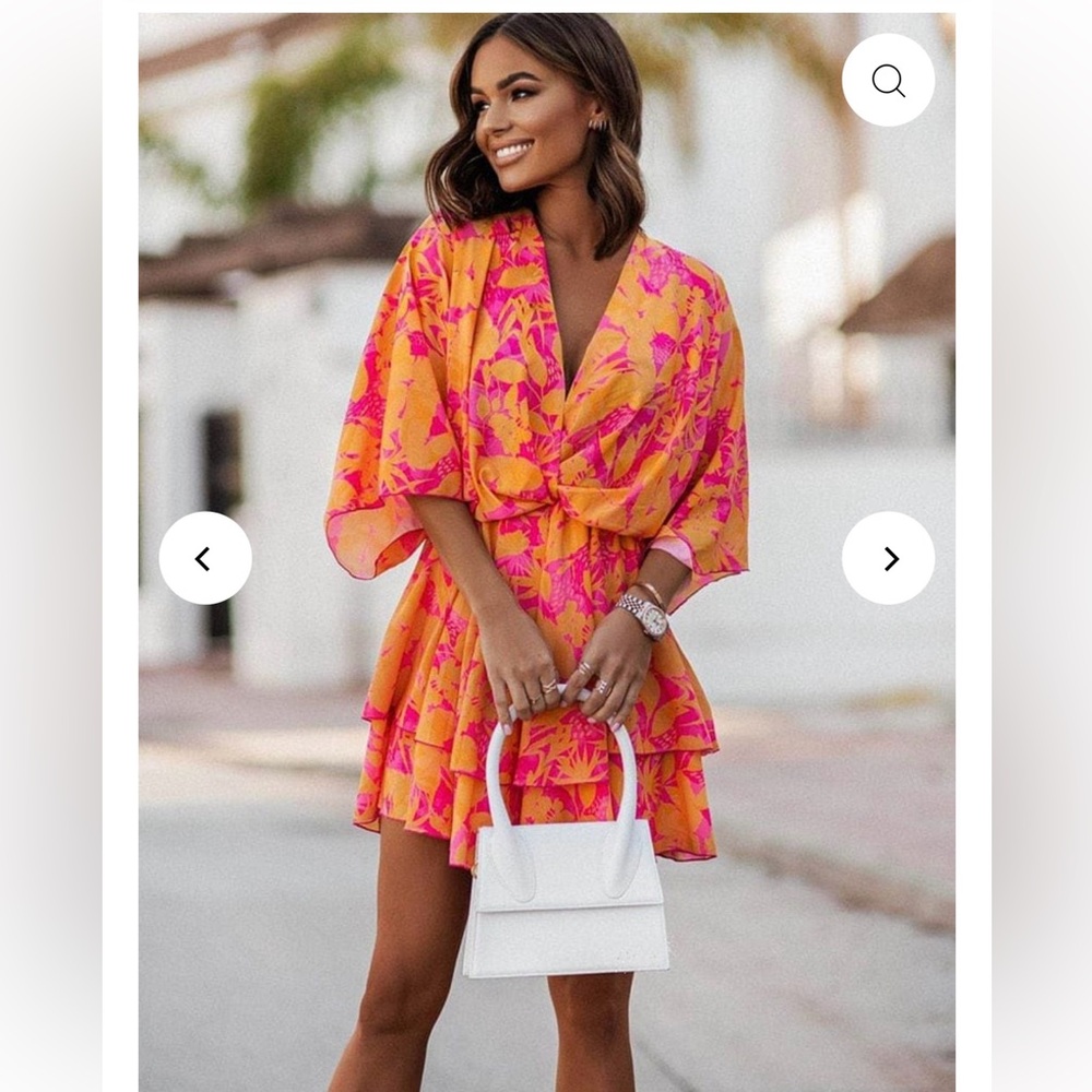 Boho Floral Ruffle Mini Dress